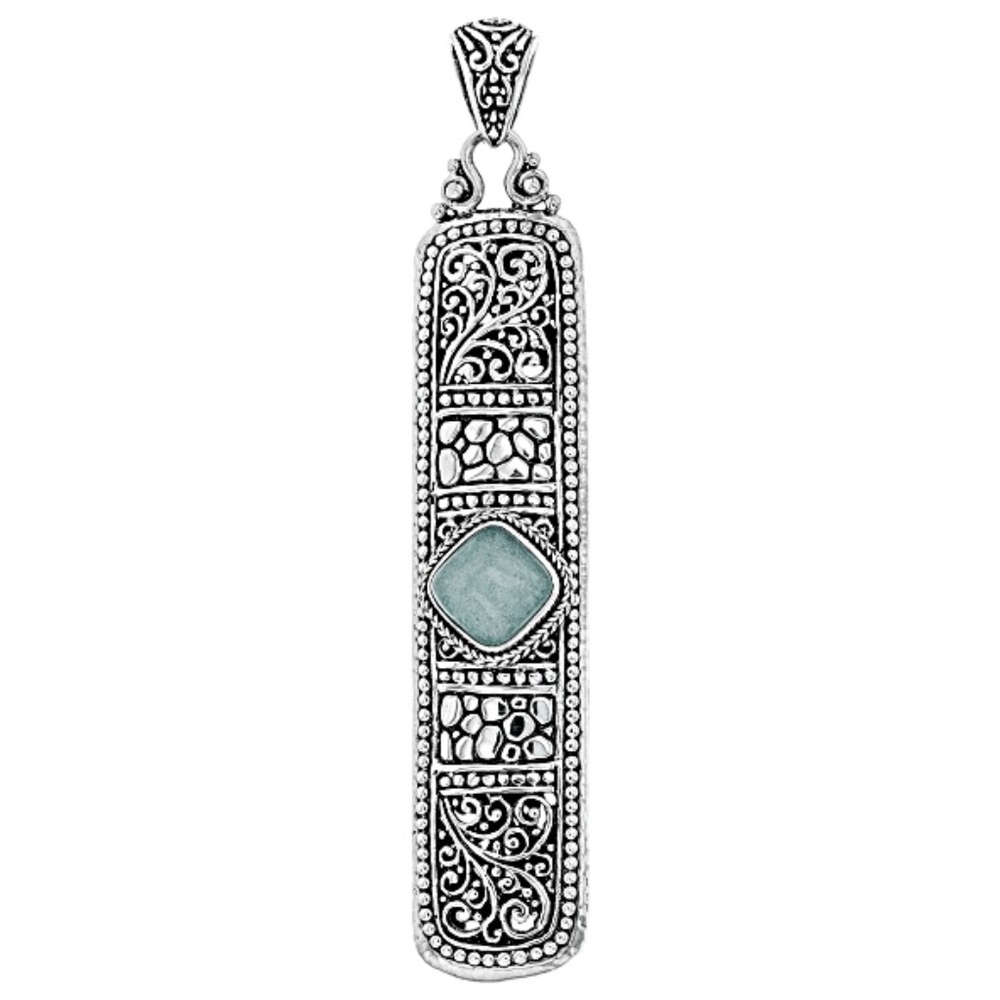 Aqua Blue Quartzite Silver Pendant